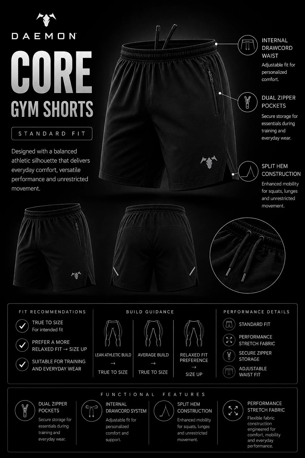 CORE Gym Shorts - Black